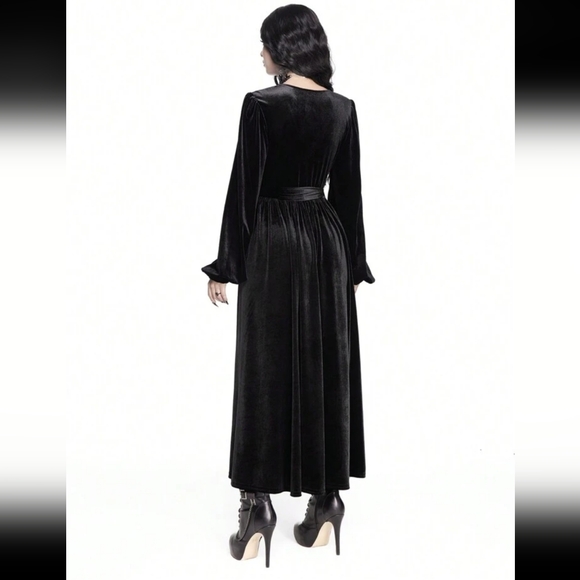Black Velvet Embroidered Dress - Picture 7 of 7